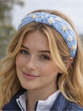 NEW Sunday State Light Blue Knotted Headband with Seashell and Starfish Charms